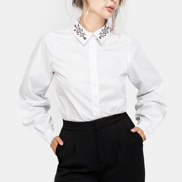 Disturbia Cybele Botanical Embroidered Button Up Shirt - Women's US Size 14 NWT - Picture 1 of 6